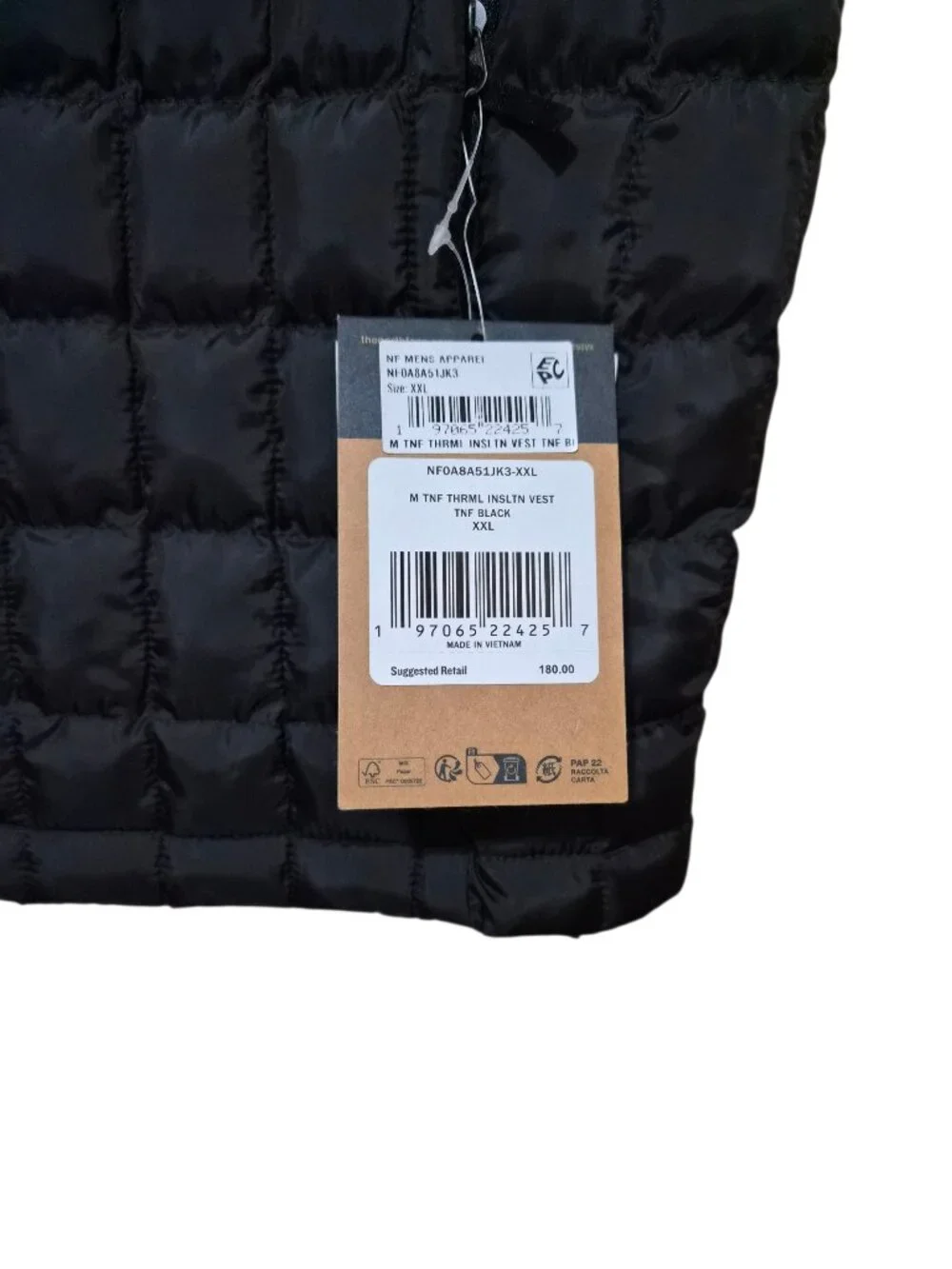 The North Face TNF Men's Size XXL Thermoball Insulated Vest Black Puffer Black